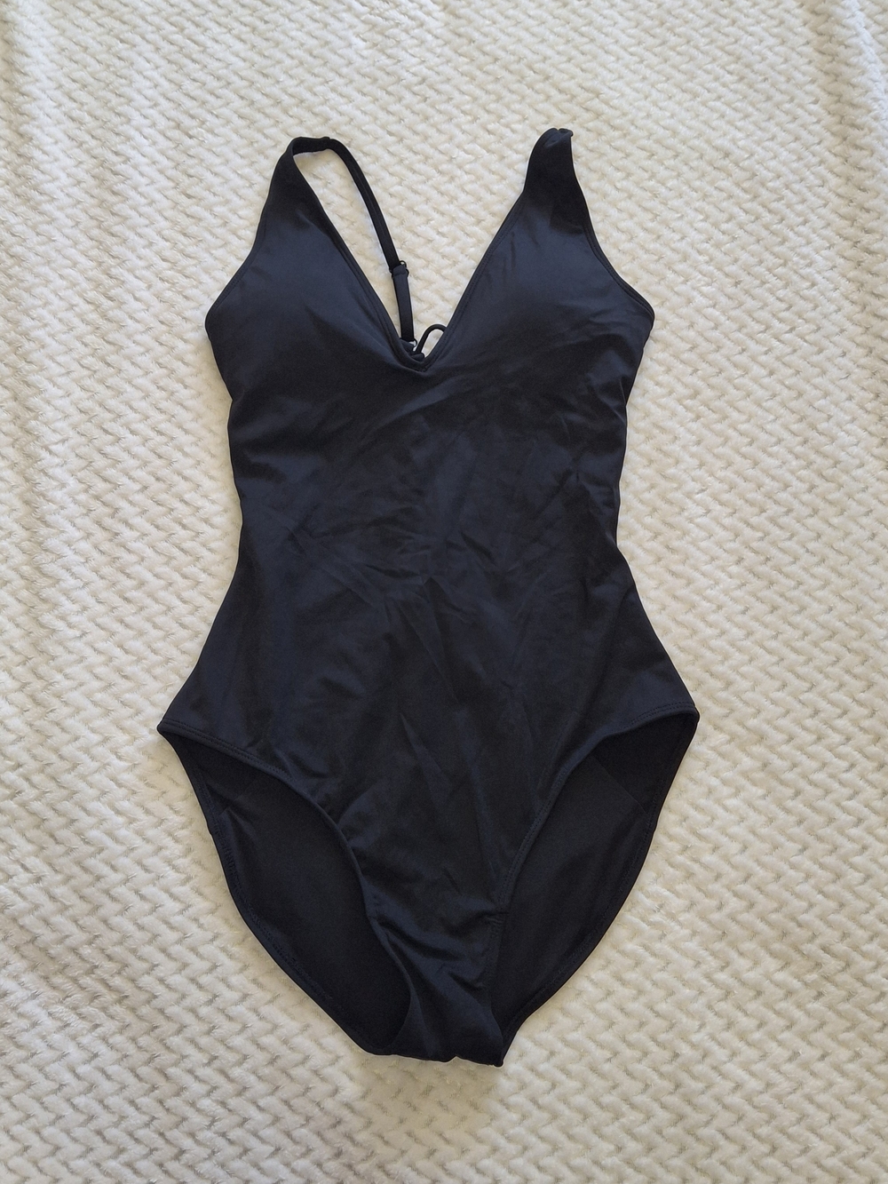 NWT TA3 Black Plungey Body Sculpting One-Piece Swimsuit Large Regular Long Torso
